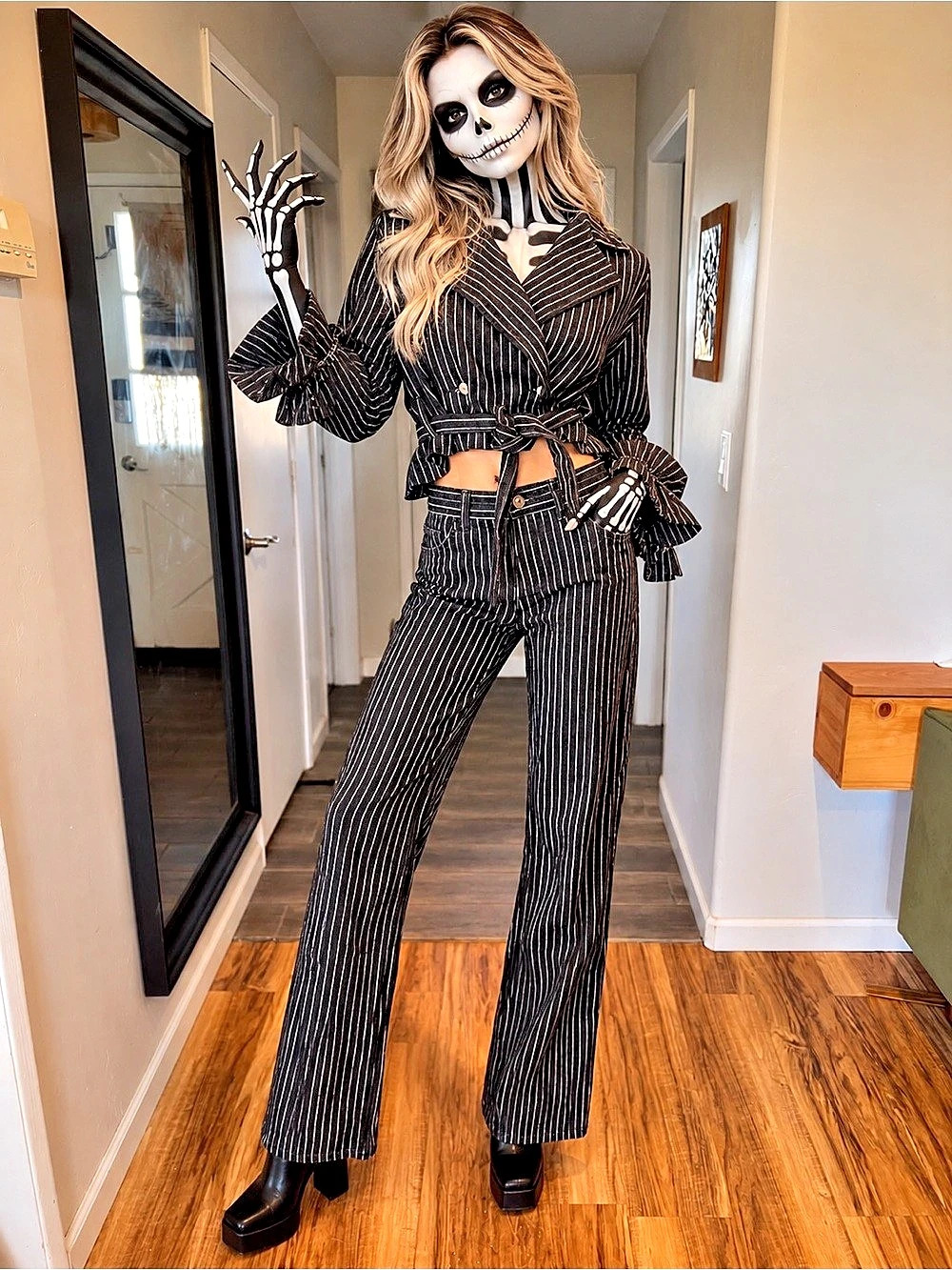 Zara Striped Wrap Jacket and pant set in Black & White EU 38 Like New
